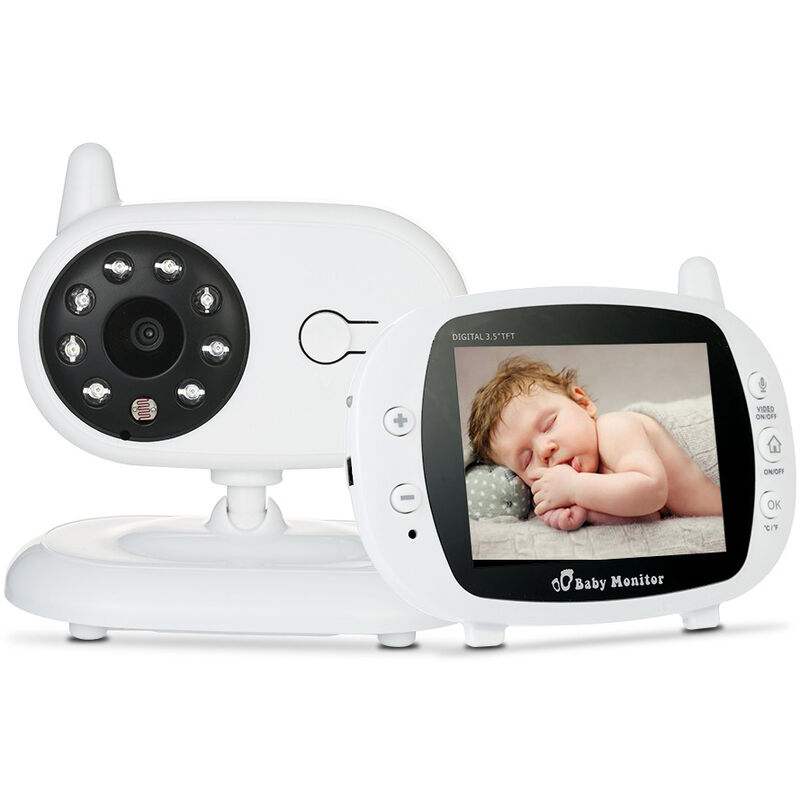 Monitor de bebé de 3,5 pulgadas, monitor de bebé, cámara de vídeo, estándar de la UE, teléfono con puerta de vídeo para bebés, visión nocturna, canciones de cuna