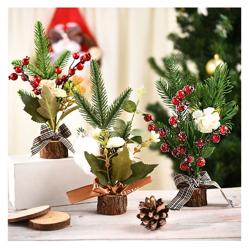 Mini árbol de Navidad, árboles de Navidad artificiales, adornos de árbol de Navidad de escritorio
