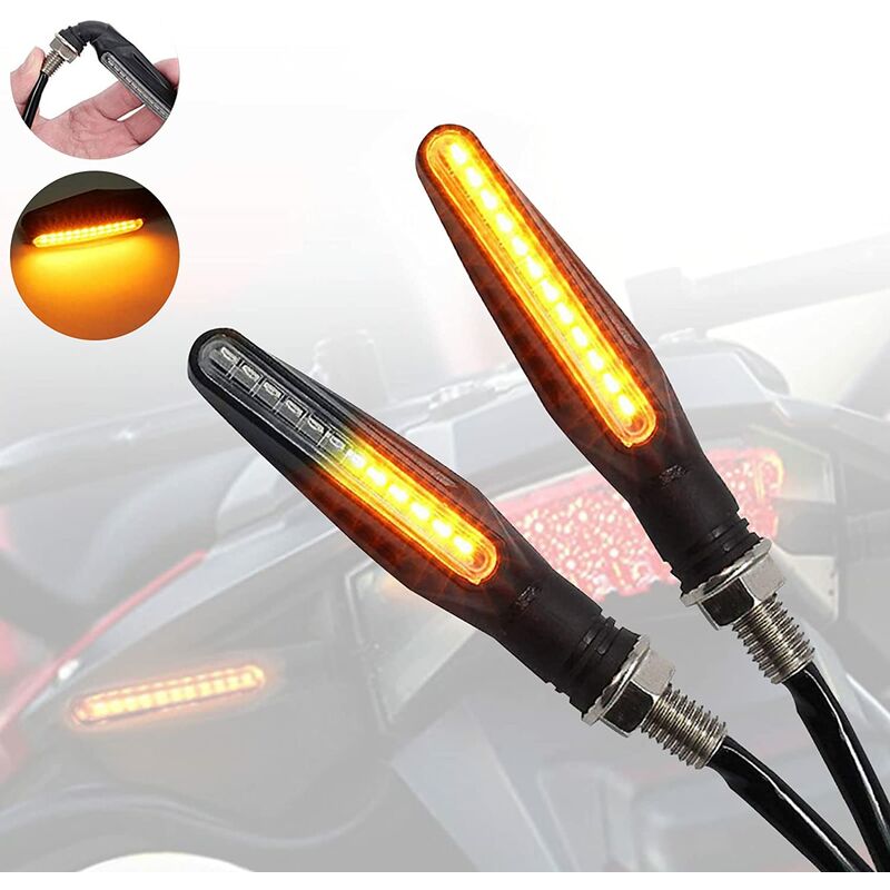 Luz de señal de giro LED para motocicleta, 2PCS 12V Indicadores LED universales Señal de giro automática a prueba de agua, Indicadores de luces LED Luz de funcionamiento de motocicleta Luces de freno traseras LED para moto scooter, ámbar