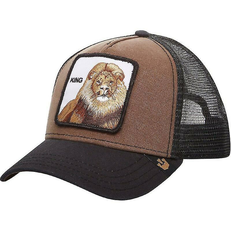 Gorra de béisbol de camionero de animales de granja, estilo de malla, para hombres y mujeres, Hip Hop Bros, gorra de béisbol ajustable - King Brown