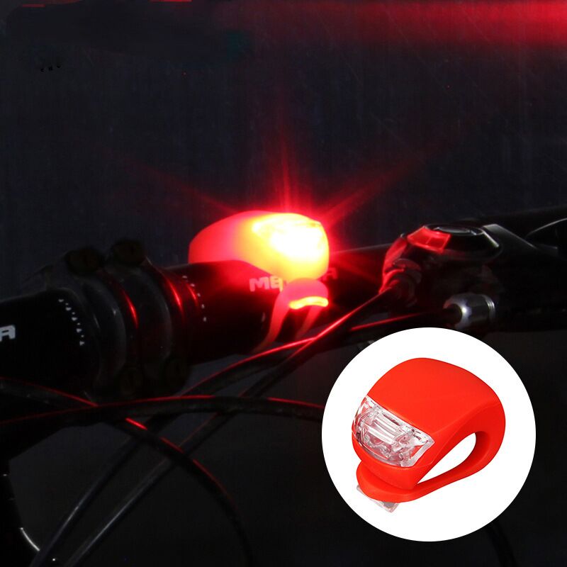 10x Luz de bicicleta Luz delantera de bicicleta Luz trasera Rueda Luz LED Lámpara de silicona (Rojo)