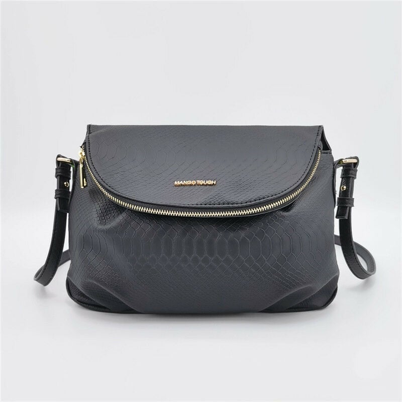 Bolso de mano de piel para mujer - bolso de piel bolso de mano bolso de mano bolso de mano bolso de piel bolso de mujer cierre de hebilla con estampado de serpiente, negro