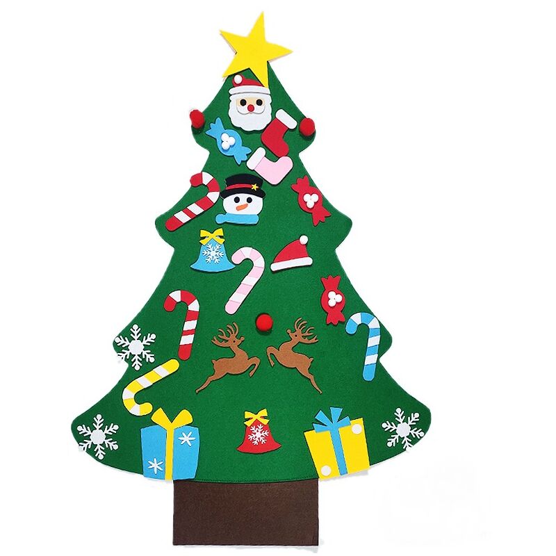 Árbol de Navidad de fieltro de bricolaje, decoración de pared de árbol de Navidad de 100 cm, para decoración de Navidad 2 piezas