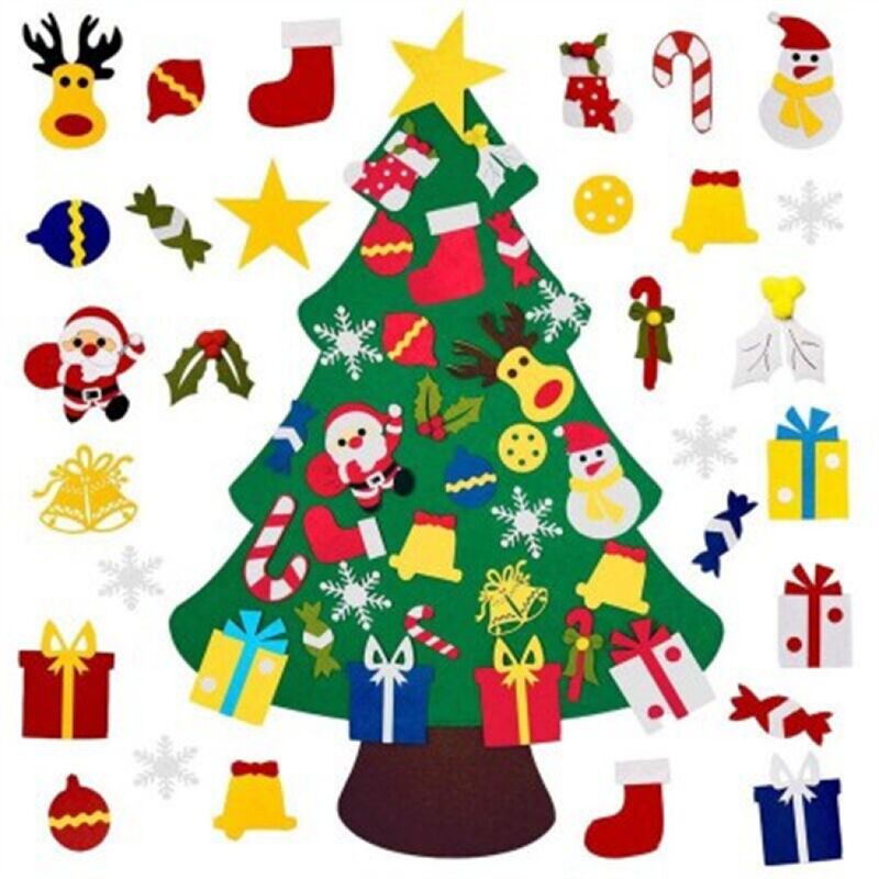Árbol de Navidad de fieltro, árbol de Navidad árbol de Navidad decoración de ventana de exhibición de bricolaje Fieltro, 100 * 70 cm