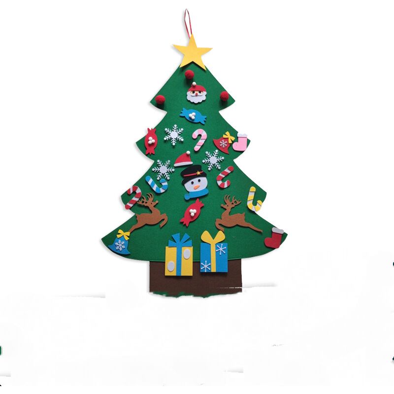 Árbol de Navidad de fieltro, conjunto de árbol de Navidad de fieltro DIY, decoración de árbol de Navidad de 100 cm para ventana, puerta, pared