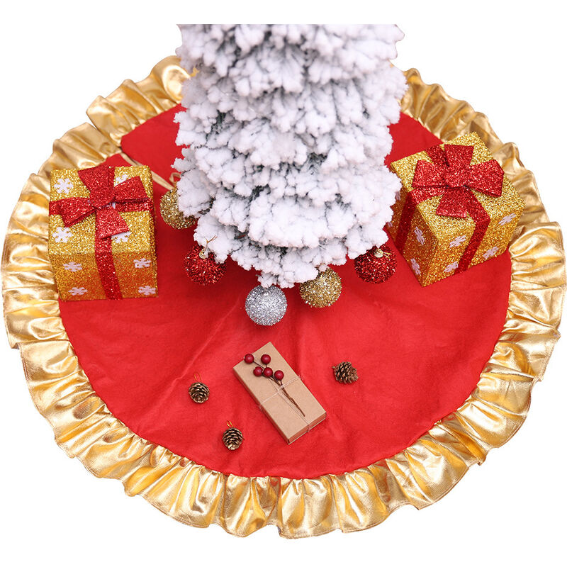 Falda de árbol de Navidad, vestido rojo de árbol de Navidad Phnom Penh Falda de árbol de Navidad Alfombra redonda de árbol de Navidad Alfombra (90 cm)