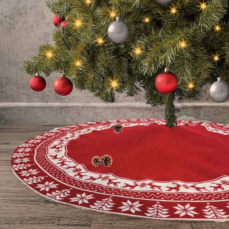 Falda de árbol de Navidad grande, manta de árbol de Navidad de 122 cm, para decoración del árbol de Navidad en casa (Borgoña, 122 cm)