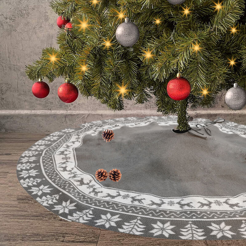 Falda de árbol de Navidad grande, manta de árbol de Navidad de 122 cm, para decoración del árbol de Navidad en casa (gris, 122 cm)