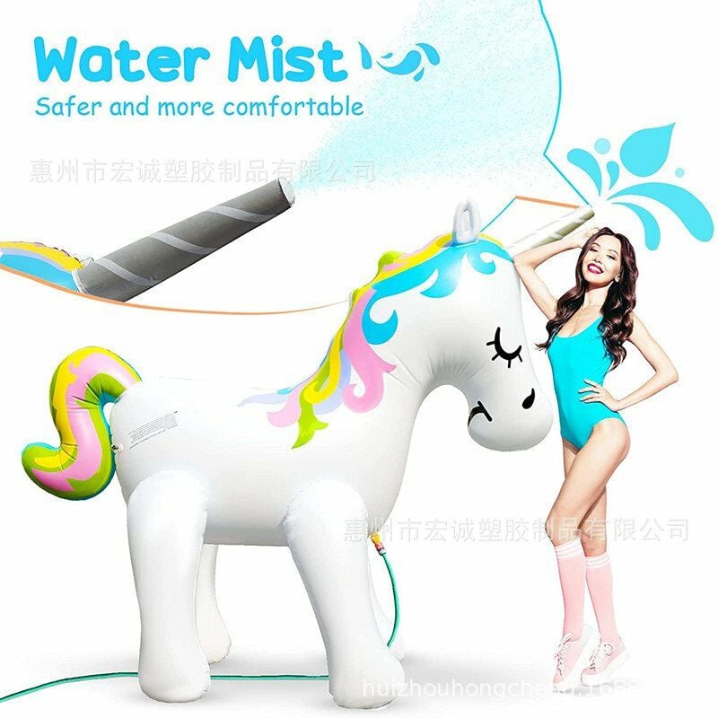 Aspersor de patio de unicornio inflable de 120cm, juguetes de agua inflables, juguetes de aspersor de césped divertidos al aire libre de verano para niños