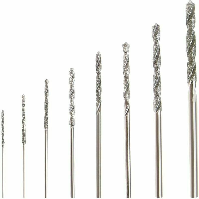 Uds broca helicoidal de diamante 0,8/1,0/1,2/1,5/1,8/2,0/2,5/3,0mm para conchas de cuentas de vidrio de Jade aptas para taladro de banco colgante