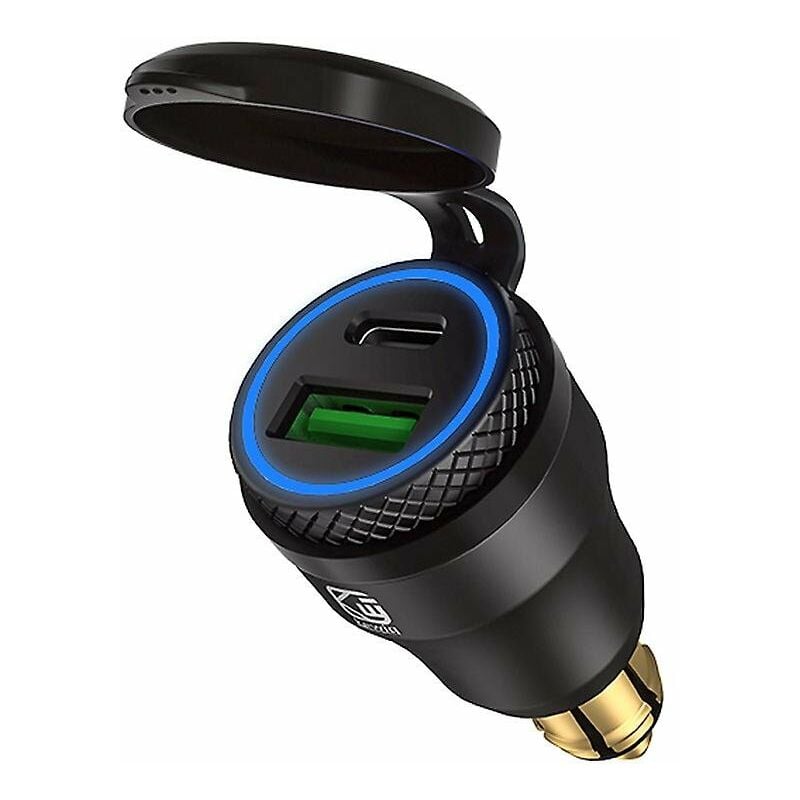 Toma de cargador de coche USB/QC3.0 y PD/Type-C con LED e interruptor a prueba de agua para coches de 12V/24V, barcos, motocicletas-thsinde