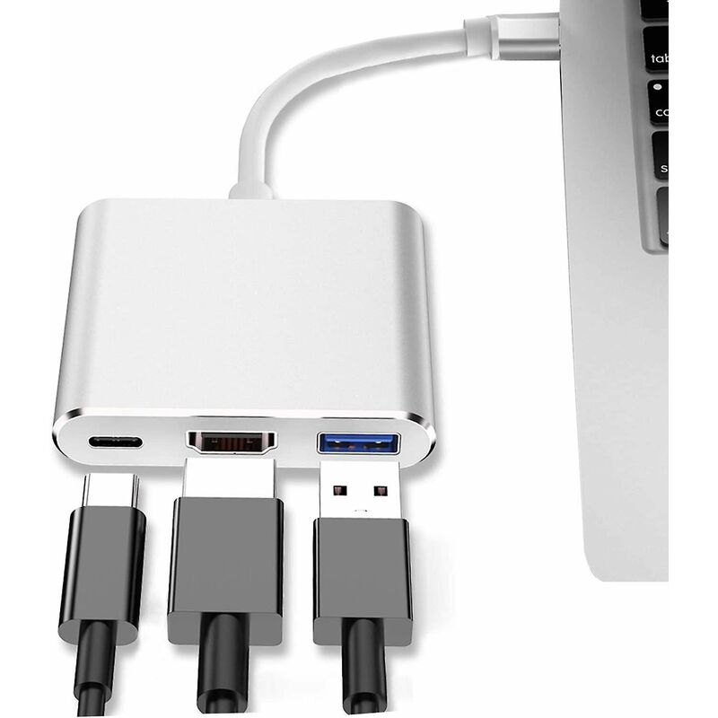 Adaptador Usb-c a HDMI (admite 4k / 30hz) tipo C Cable convertidor 3 en 1