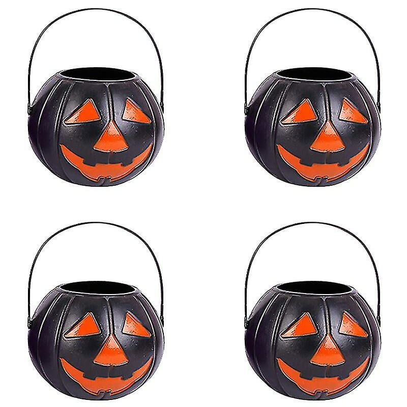 4 linternas decorativas de calabaza para Halloween sin fuente de luz, fiesta de barril de calabaza portátil, Ssxjv