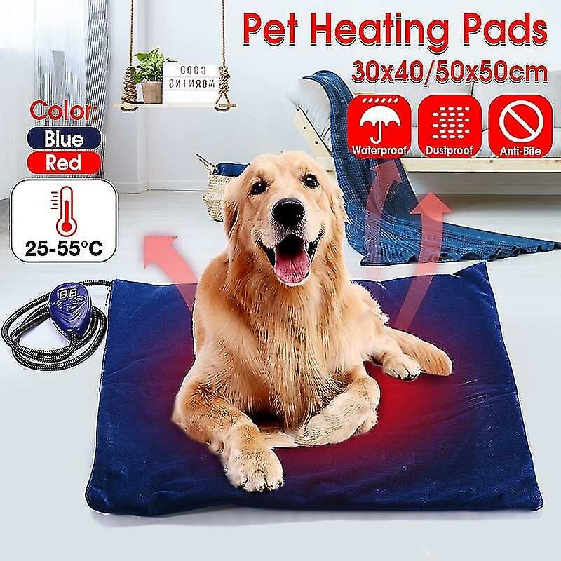 Manta eléctrica para mascotas de 40x30cm/50x50cm, cama para perros, impermeable, antimordida, cojín de temperatura ajustable, alfombrilla térmica