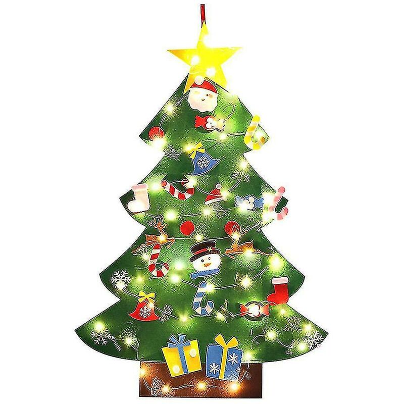 Luces de árbol de Navidad de fieltro decoración colgante de pared Diy con lámpara adornos de Navidad regalos thsinde