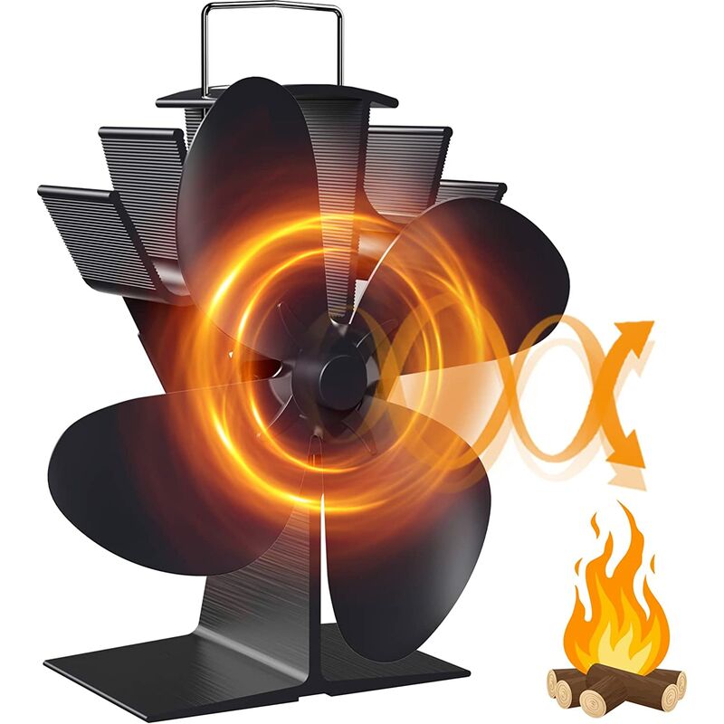 Ventilador de Estufa 4 Palas, Ventiladores para Chimeneas, Ventilador Estufa Leña para Estufas de Pellets/Gas/Estufas de Leña, Ventilador Calor, Utensilios Chimenea, Circulación de Aire Caliente thsinde