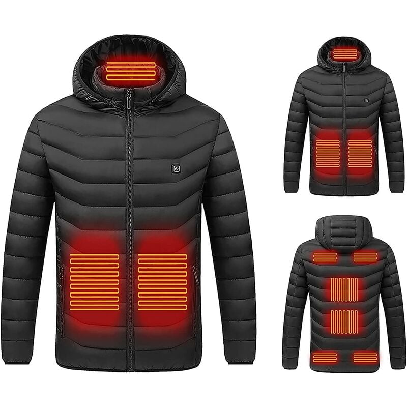 Chaqueta con calefacción eléctrica para hombres y mujeres Chaqueta con calefacción USB Ropa con calefacción Abrigo de invierno cálido y ligero Chaqueta con capucha Chaqueta con capucha con 3 niveles de calefacción, interfaz USB