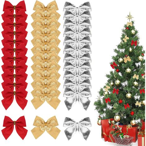 Brote Año Nuevo Lunar Invalidez Lazo de Navidad, 36 piezas de lazos giratorios Mini para decoraciones  navideñas de Navidad para árbol