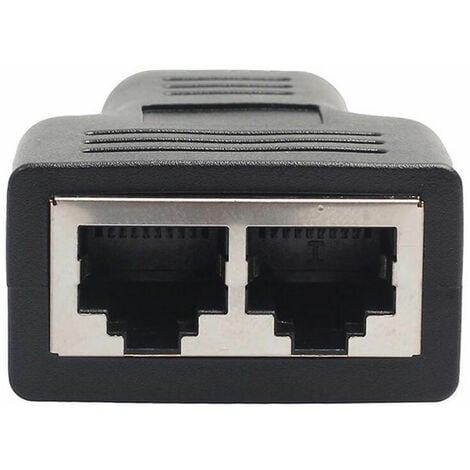 Adaptateur séparateur Rj45 1 à 2 ports femelle à femelle Connecteurs réseau d'extension Internet Prise en charge du câble Ethernet Cat5 Cat5e Cat6 Cat6e Cat7, noir