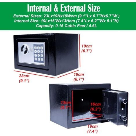 Safety Box High Security Steel Lock Safes for Home Office Money Cash Storage box Black