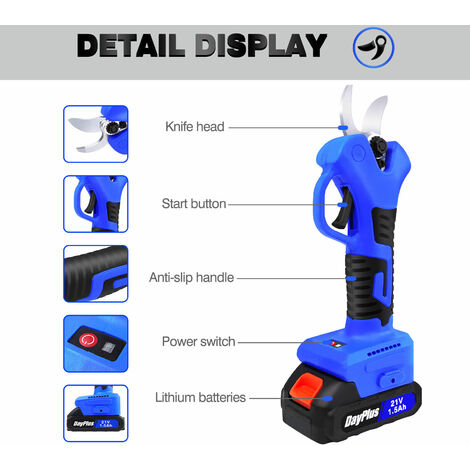 Li-ion Battery Electric Pruning Shears SecateurGarden Trimmer Branch Cutter Kit