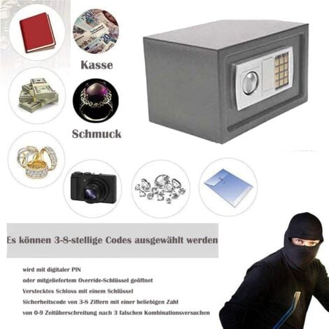 Large 8.5 Litre (31cm x 20cm x 20cm) Electronic Safe, Cash Box, Home Safe, Lock Box, Digital Safe, Money Safe Box, Steel Security Box, For Office or Home Use, Wall or Floor Mounted