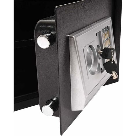Safebox For Home, High Security Steel Money Cash Safe Box, Electronic Password Safe Cabinet with Code & Key for Storing Valuable Objects at Home or Office, Wall Floor Anchoring Design, 8.5L Capacity