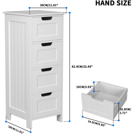 Bathroom Storage Cabinet with 4 Drawers,Chest of Drawers,Easy Assembly ...
