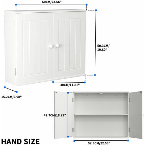 SoBuy Bathroom Storage Cabinet Cupboardwith Double Slatted Doors and  Shelf,BZR50-W