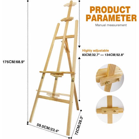 Studio Wooden Easel Display Art Craft Artist 175cm Wedding Painting Stand Tripod