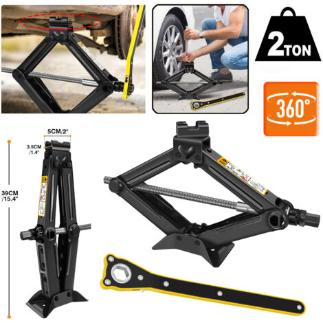 KATSU Schaarkrik 2 Ton Jack Wind Up Lifting Schroef voor Auto Van Voertuigen Bandenreparatie Veranderende Tool - Lift Hoogte 98-420 mm (Zwart) 161103