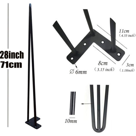 71cm 28'' Hairpin Steel Legs Set for Dining Table Bench Desk Table Furniture