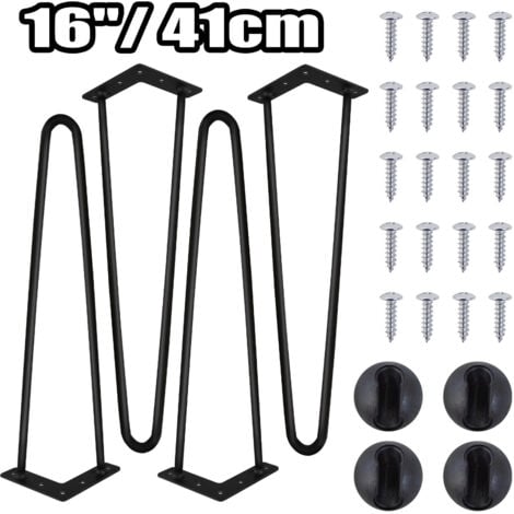 4x 16inch Hairpin Legs/Hair Pin Legs for Furniture Bench Desk Table Metal Steel