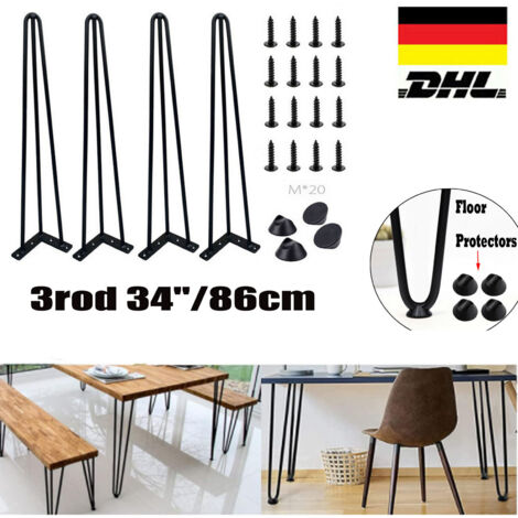4x 34" Hairpin Legs/Hair Pin Legs Set for Furniture Bench Desk Table Metal Steel
