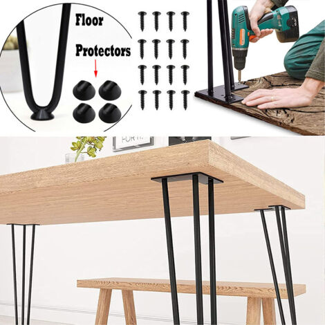 4x 34" Hairpin Legs/Hair Pin Legs Set for Furniture Bench Desk Table Metal Steel