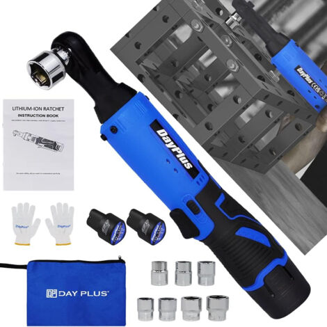 Electric Cordless Ratchet Right Angle Wrench Tool Set + 2 Batteries 3/8 ...