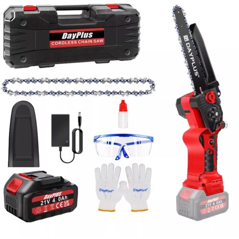 8 Cordless Electric Chainsaw Chain Saw Wood Cutter 4.0Ah Battery Charger