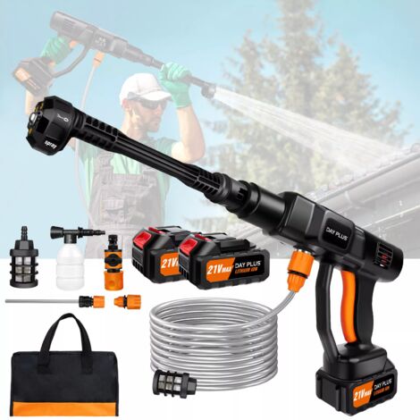 Portable Cordless Pressure Washer with 2x 3.0Ah Battery,6-in-1 Adjustable Nozzle