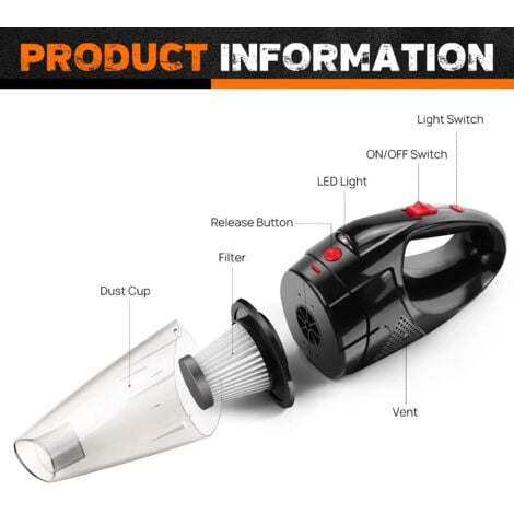 Portable Cordless Handheld Vacuum Cleaner Car Home Pet Hair Wet Dry Cleaner 3In1