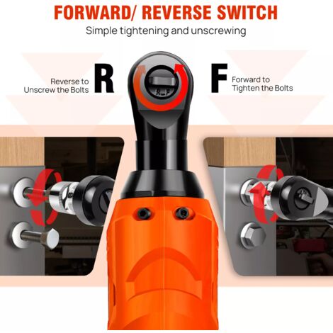 420Nm Electric Cordless Right Ratchet Angle Wrench 3/8' 90° Tool + 7PCS Sockets