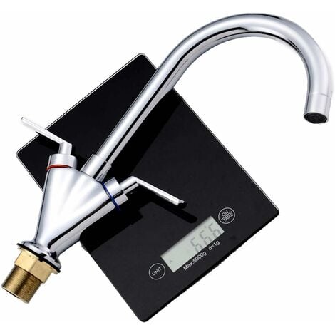 Kitchen Mixer Tap Traditional with Swivel Spout Monobloc Basin Taps Twin Lever Hot & Cold Water Control + Free Hoses - 10 Years Warranty