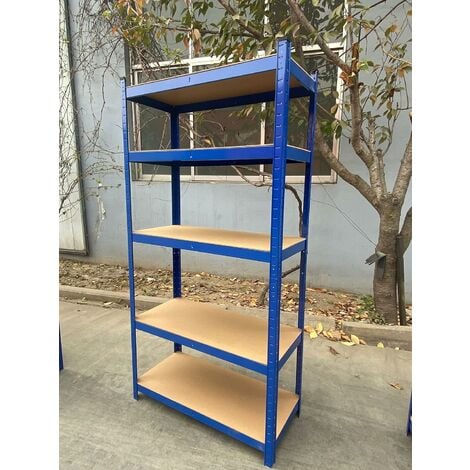Heavy Duty 5 Tier Boltless Shelving Unit Warehouse Garage Utility Home Storage Rack, Adjustable - Can be split to create 2 seperate Shelf Units | Large, blue