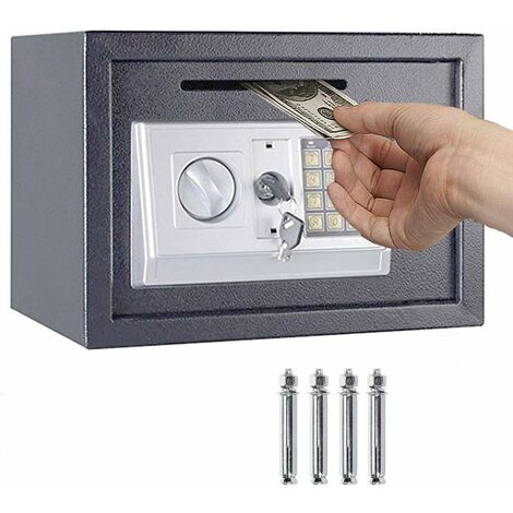 Digital Safe 16L Solid Steel Construction Security Safe for Jewelry/Gun/Cash Valuables/Camera/Document/with 2 Keys Electronic Keypad Large Grey (1/5)