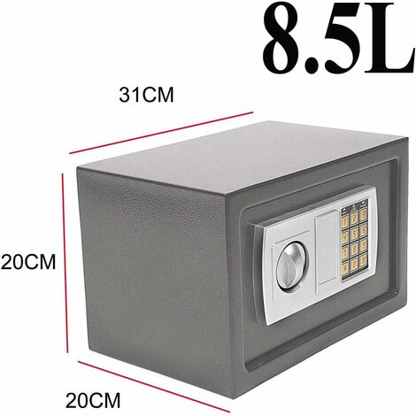 Grey Safe Box High Security Steel Lock Safes and Lock Boxes, Money Box, Safety Boxes Jewelry Cash Gun Box for Home,Office, Digital Safe Box, Steel Alloy Drop Safe, Includes 2 Emergency Keys