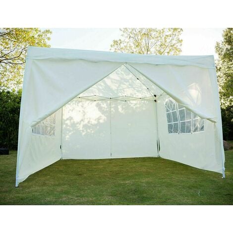 DayPlus Pop up Gazebo with Sides 3m x 3m - Detachable Sides, Heavy Duty Waterproof Instant Sun Shade And Block Wind, Party Tent Outdoor Garden Shelter Beach Canopy with Carry Bag (White)
