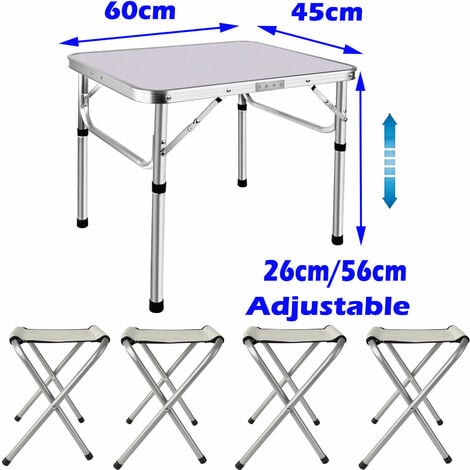 Portable Folding Camping Table Aluminium Carry BBQ Desk + 4pcs Chairs Kitchen Picnic
