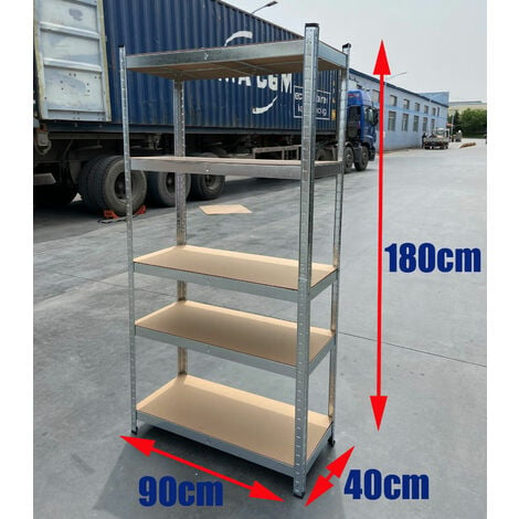 5 Tier Racking Shelf Heavy Duty Garage Shelving Storage Shelves Unit 180x90x40cm 