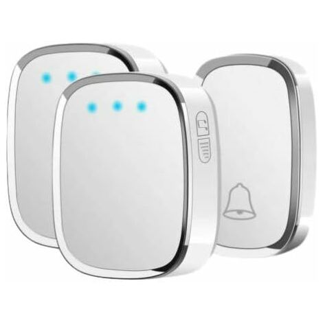 Wireless Doorbell, Portable Weatherproof Wall Plug-in Cordless Door Bell Chime Kit at 1000-feet Range with 36 Tunes, LED Indicator, 4 Volume Level, 1 Push Button & 2 Receiver (1/5)