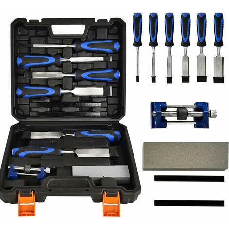 10Pcs Hand Wood Chisel Set Work Professional Tools Kit Carpentry DIY Tool Professional Sculpture Woodworking Hand Tool Dimensional Measurement Gauges for Carpentry (1/5)