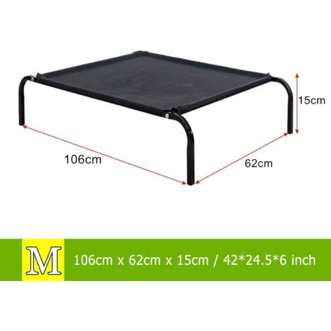 Metal Frame Dog Cot Elevated Pet Bed Raised Dog Pet Bed with Breathable Mesh &No-Slip Rubber Feet, Lightweight & Portable Bed For Indoor Outdoor Camping Beach Travel Use, 106x62x15CM